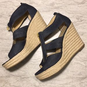 MICHAEL KORS size US10 open-toe denim espadrille
